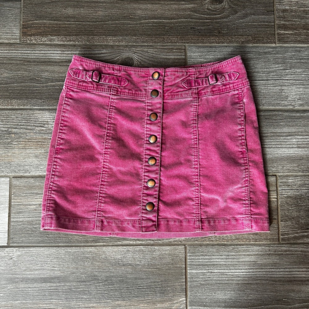 VTG GAP Corduroy Mini Skirt Button Front Pink Adjustable Women's Size 6 Y2K - Picture 1 of 6